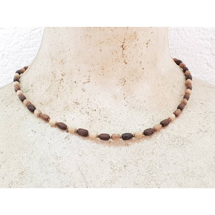 Surfer houten halsketting 5mm/45cm/BG-2805 voor wholesale door Gloria-Maris