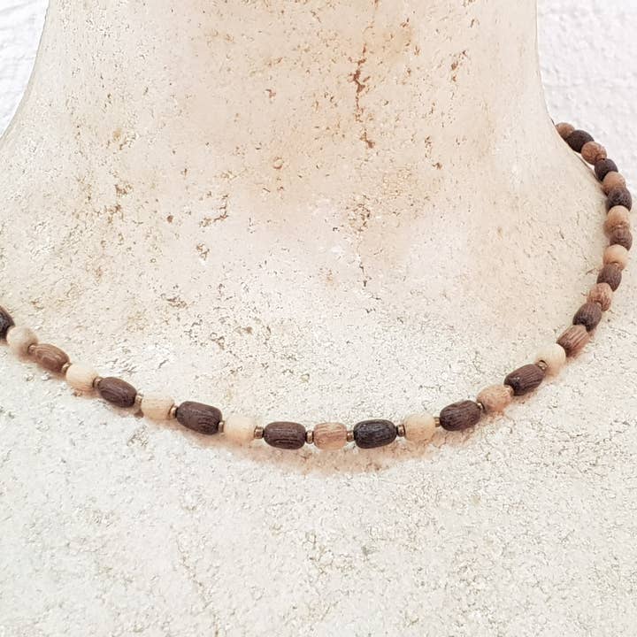 Houten surfketting 5mm/42cm/OBX Fashion BG-2205 voor wholesale door Gloria-Maris