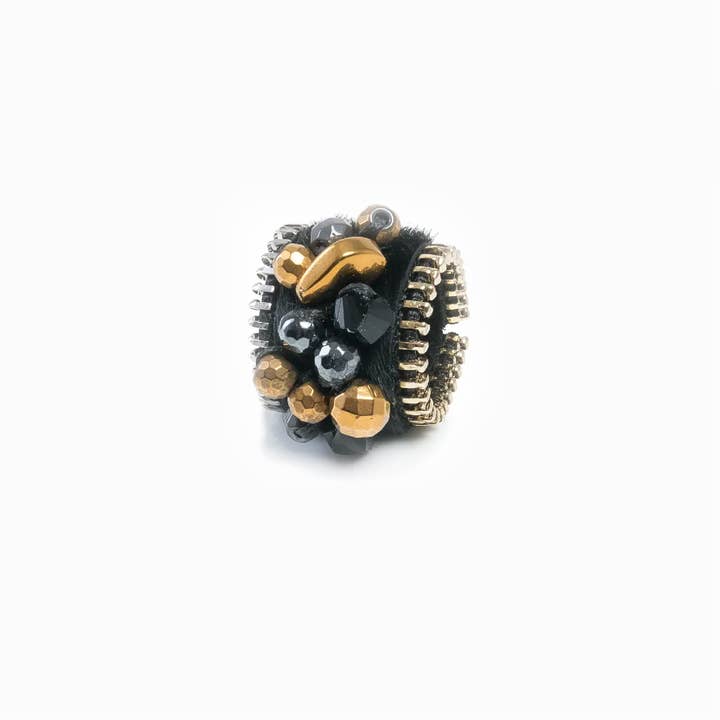 The Riot Black & Gold Statement Ring for wholesale by The Dark