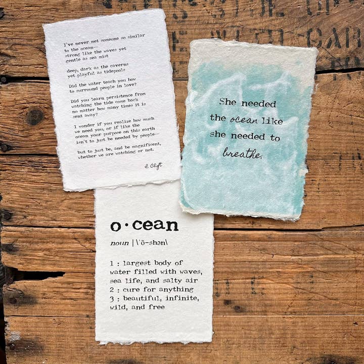 Alison Rose Vintage - Wholesale Art Print - She needed the ocean like she needed to breathe quote print3