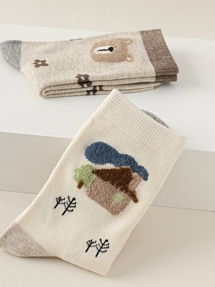 Funkyrel® Atzbranding Limited - Wholesale Socks - Women's - Rufia - Cute Winter Socks with Cartoon Animal Patterns5