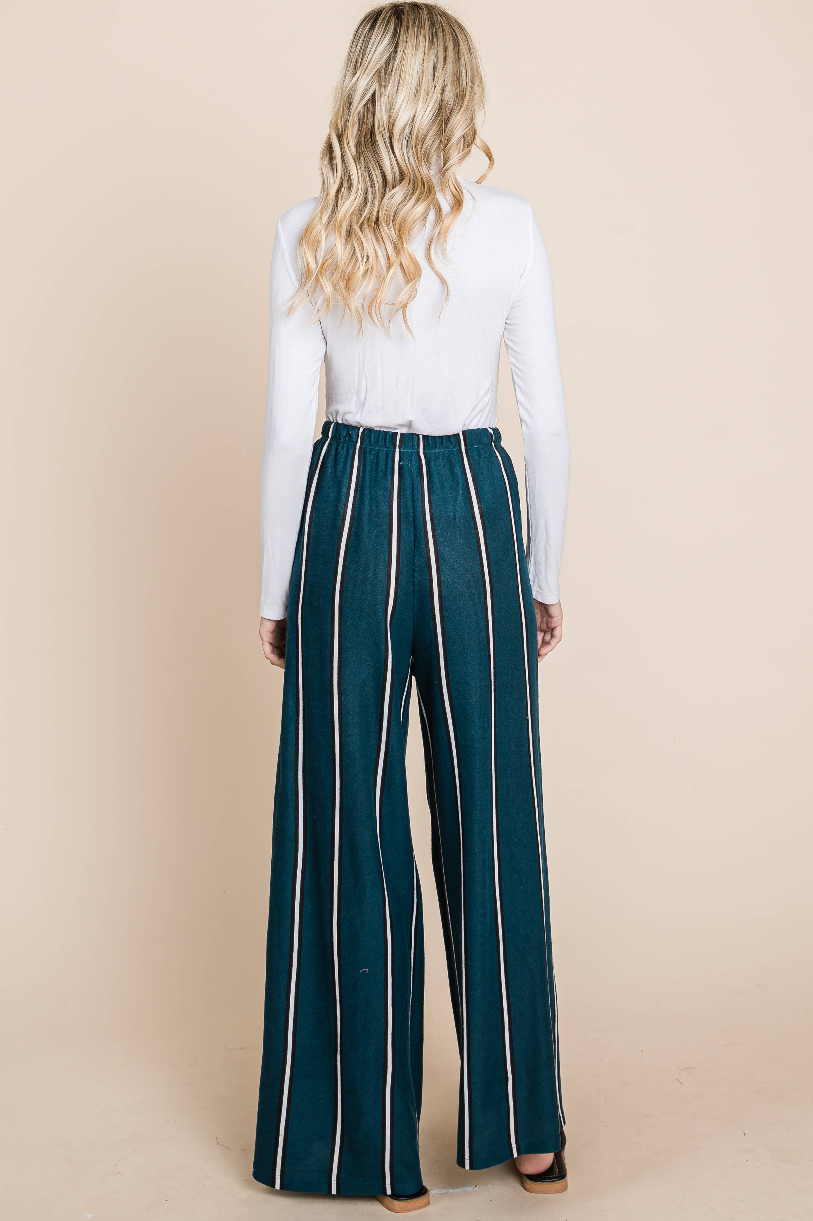 Emerald Collection - Wholesale Broek - Dames - ETP-763 gestreepte broek met wijde pijpen12