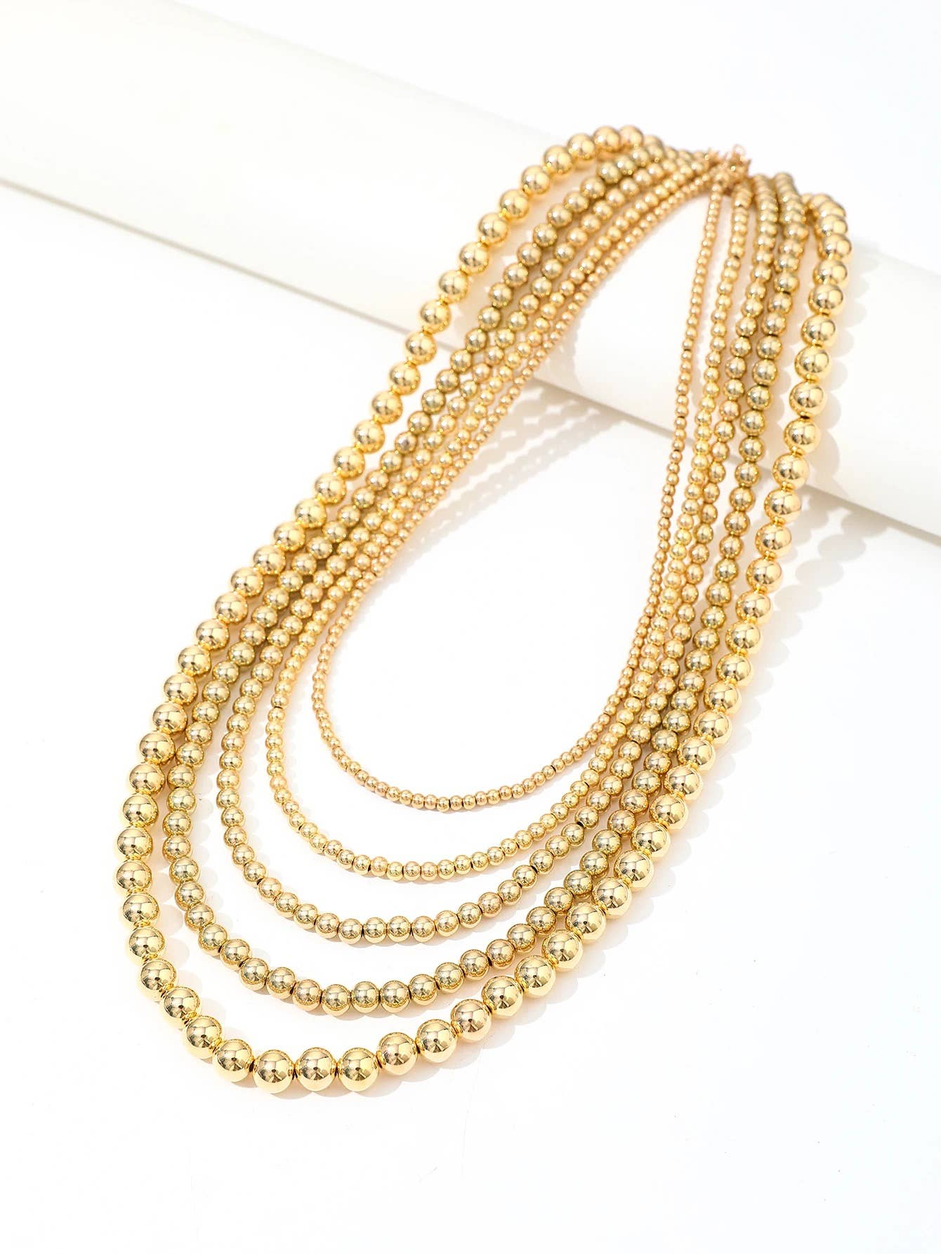 Savvy Bling - Wholesale Beaded/Pearl Necklace - 2-10mm Gold Beaded Necklaces2