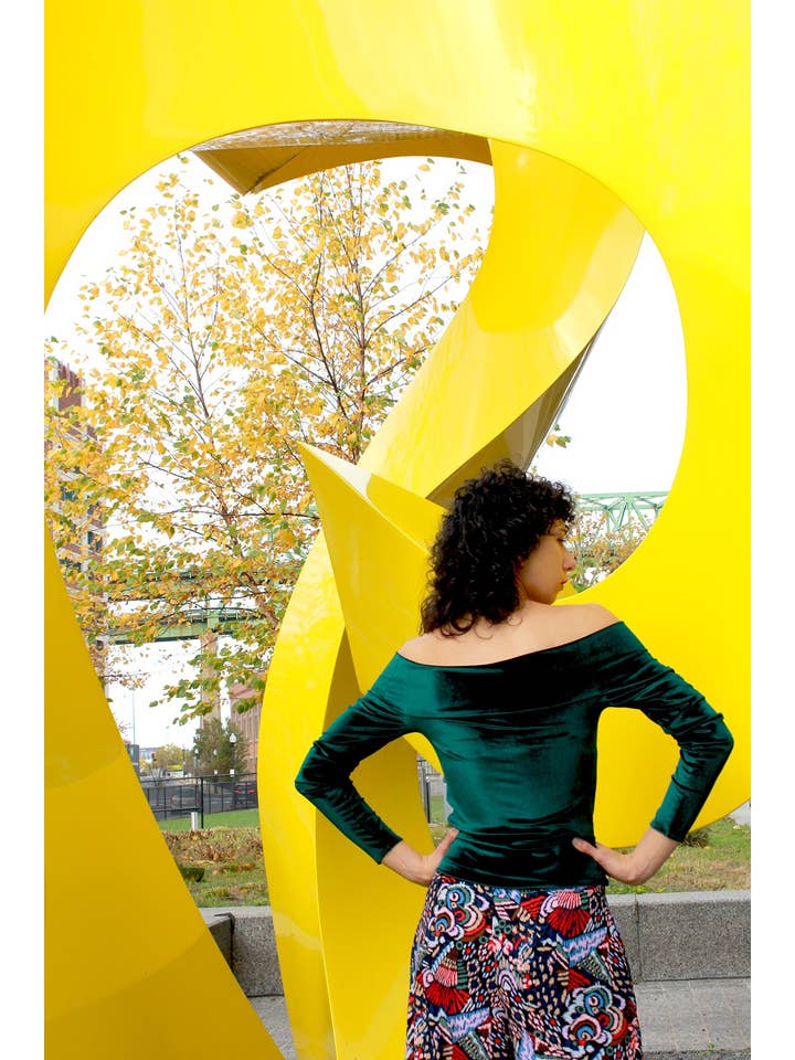 Rachel Walters Collection - Wholesale Blouse - Women's - Green Velvet Hazel Top2