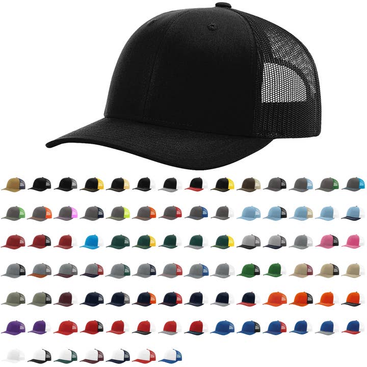 Richardson 112 Classic Premium Trucker Hat, Snapback Cap for wholesale by The Park Wholesale