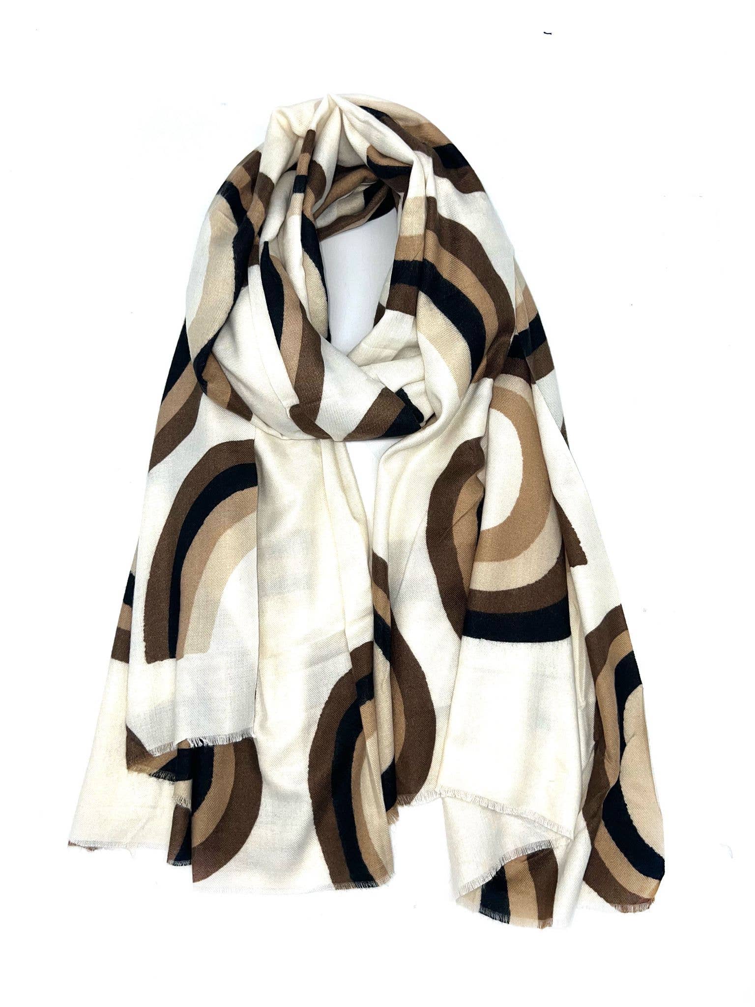 LINETA - Wholesale Scarf - Women's - LL-13 Thick scarf with geometric pattern0