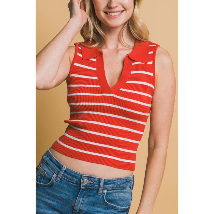 Ribbed Collared Summer Tank for wholesale by Apolline