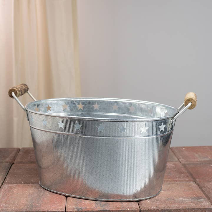 India Handicrafts Inc - Wholesale Bucket/pail - Star Corrugated Oval Tub – 18" x 12" x 10"