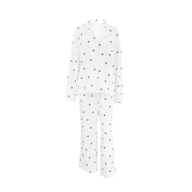 UZ Wholesale Store - Wholesale Nightgown - Women's - Long Heart Print Long Sleeve Open Front Nightgown1