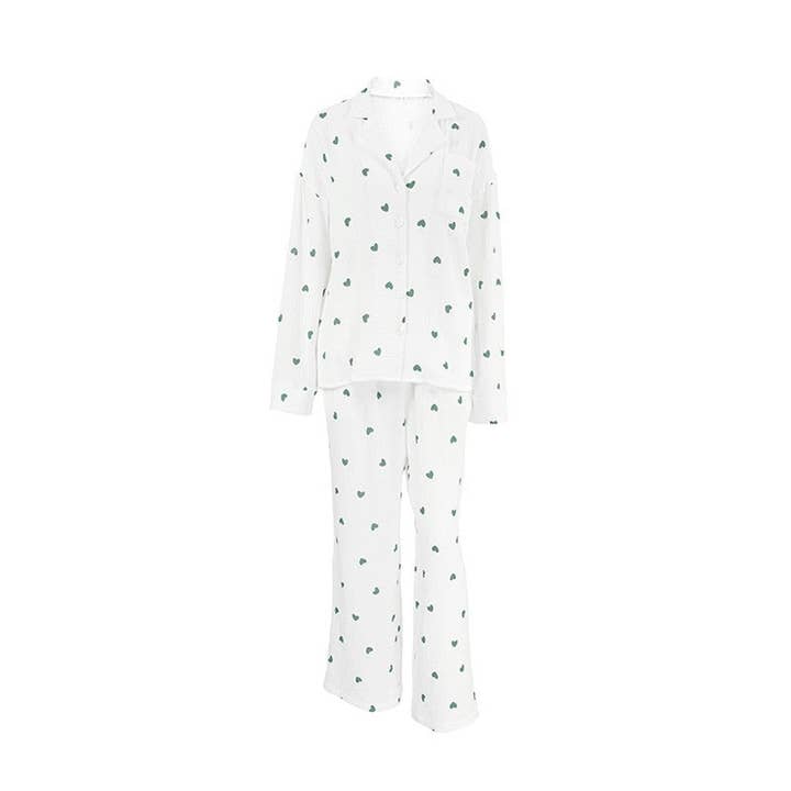 UZ Wholesale Store - Wholesale Nightgown - Women's - Long Heart Print Long Sleeve Open Front Nightgown1