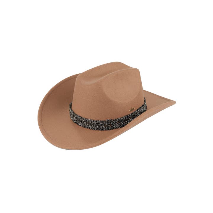 Hana - Wholesale Cowboy Hat - Women's - C.C Stone Glitter Band Vegan Cowboy Hat