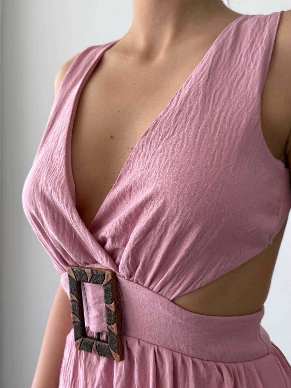 Design company-Fatma Balkir - Vendita all'ingrosso Vestito - Donna - Abito lungo rosa stile vintage con spalline larghe1