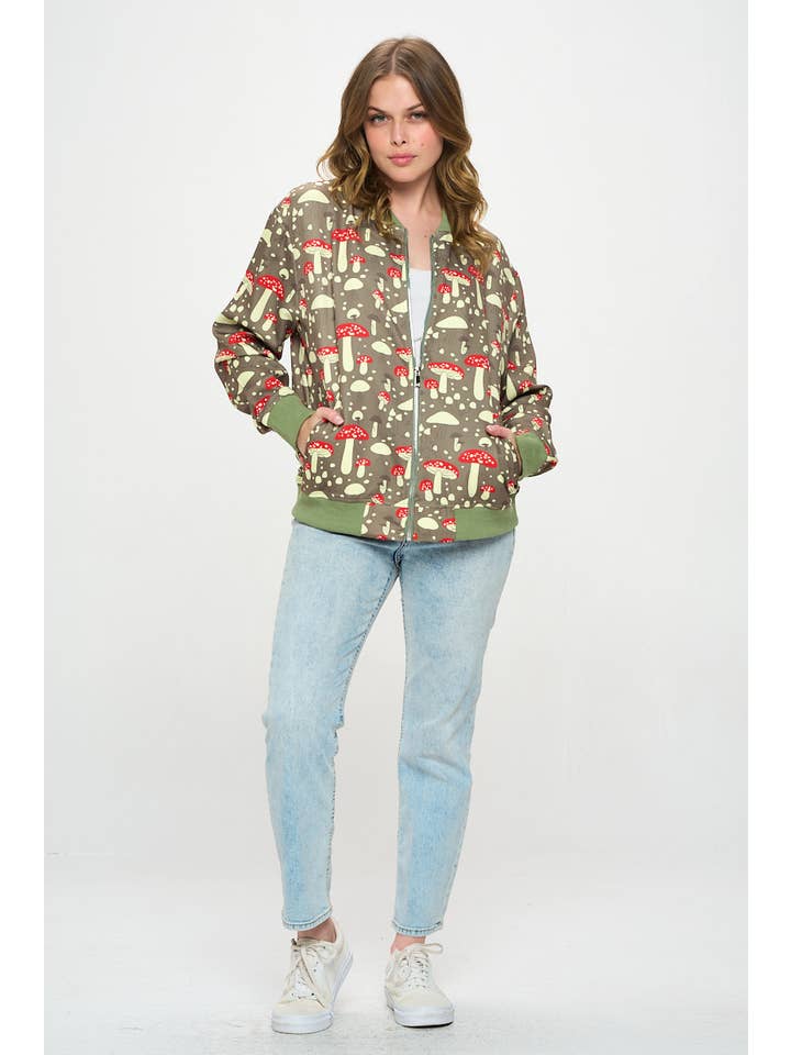 SM WARDROBE - Vendita all'ingrosso Bomber - Donna - GIACCA BOMBERT CON MOTIVO A FORMA DI FUNGO1