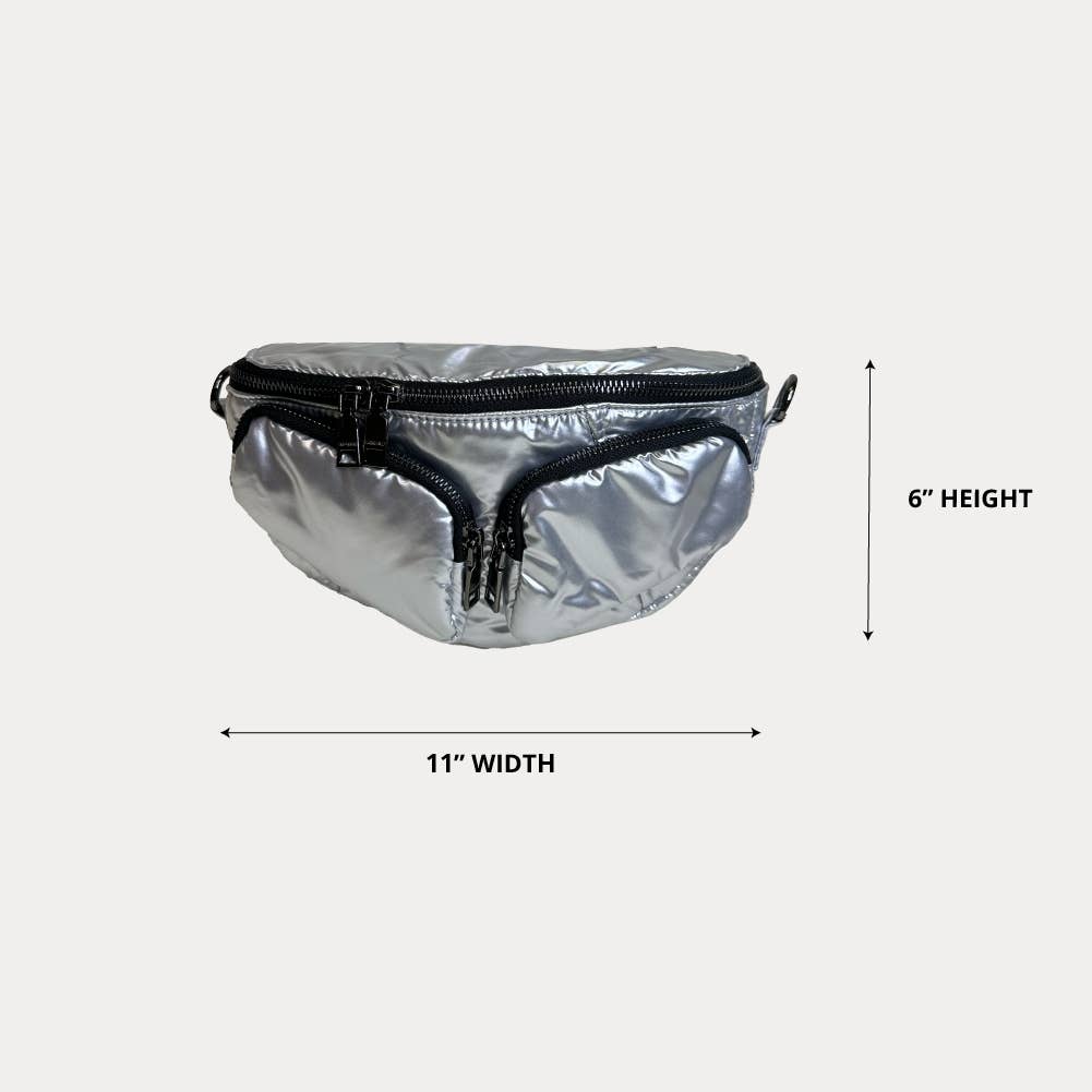AHDORNED - Wholesale Belt Bag - Women's - Rachel Double Pocket Puffy Sling/Waist Bag w/Black Resin Cha30