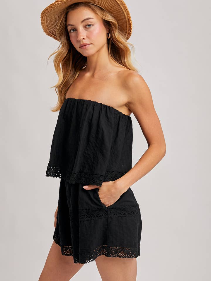 Bluivy - Wholesale Romper - Women's - STRAPLESS EMBROIDERED TRIM JUMPSUIT11