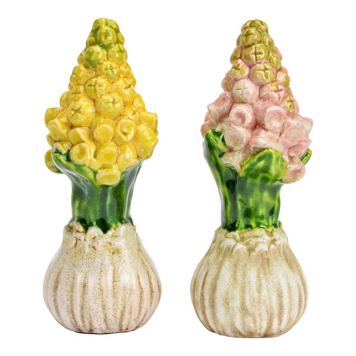 Blumenzwiebel Hyazinthen aus Steingut, 2-fach, Gelb/Rosa (B/H/T) 5x15x5cm für den Großhandel von Wurm