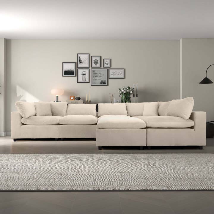 HOMYCASA DESIGN INC - Wholesale Sofa - Ivory Velvet Modular Sectional Sofa with Reversible Chaise4