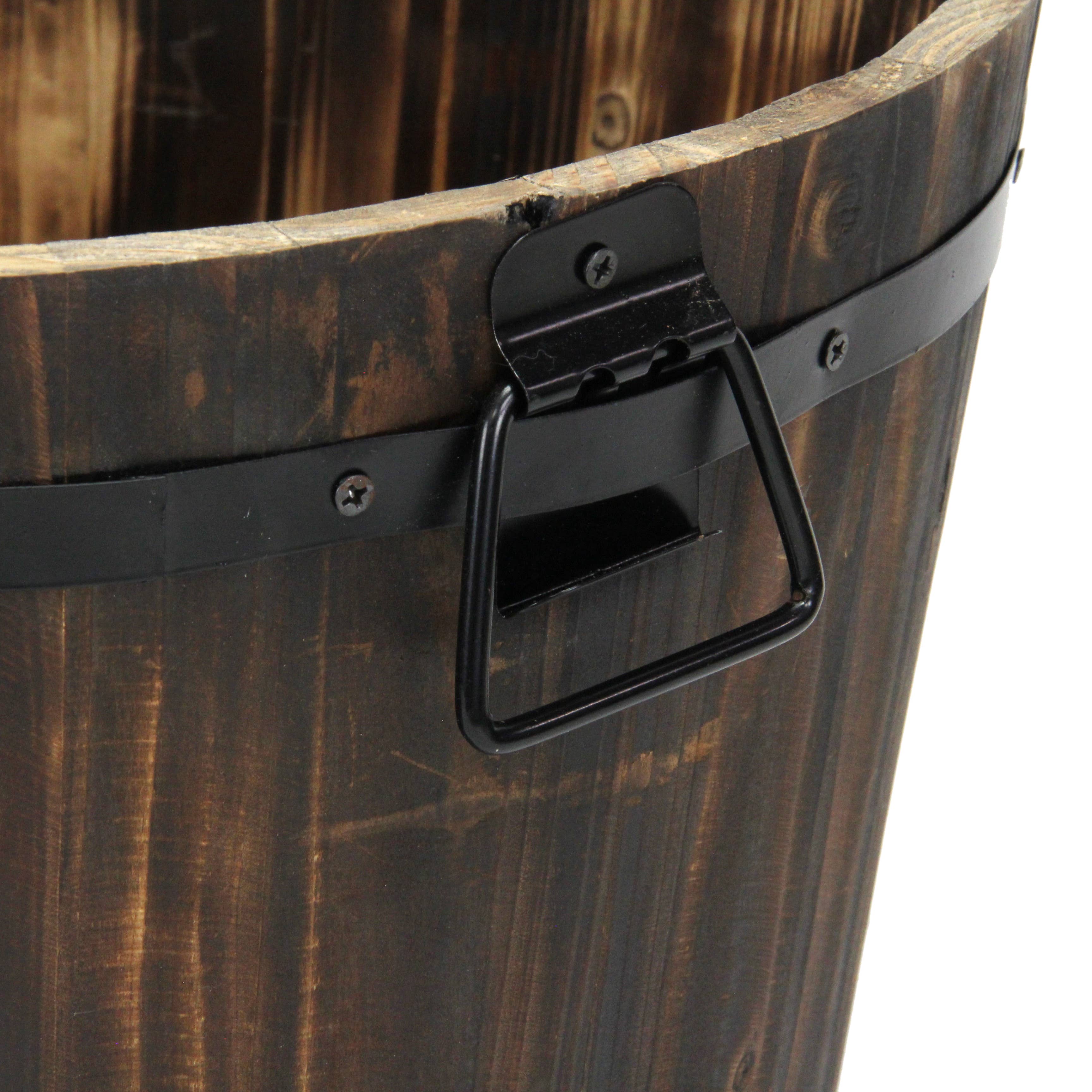 Cheungs Home Decor - Vente Pot - Seau décoratif en bois marron foncé Mariva avec accents et poignées en métal18