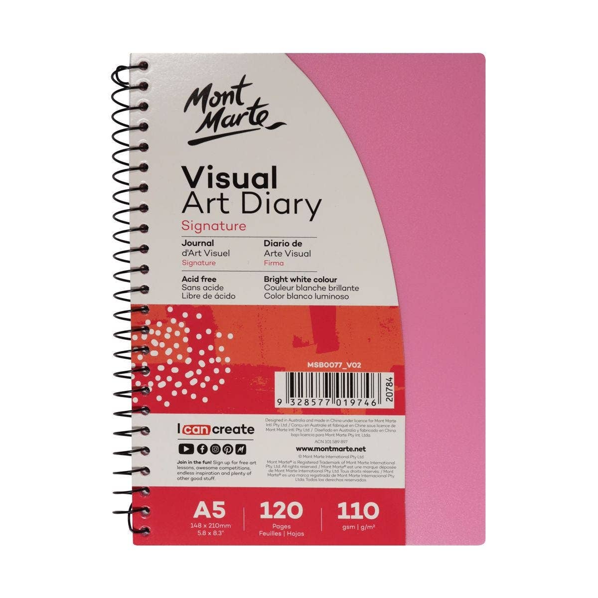 Mont Marte Usa, Inc. - Wholesale Sketchbook/Sketchpad - Visual Art Diary Colored Cover Signature 110gsm A52