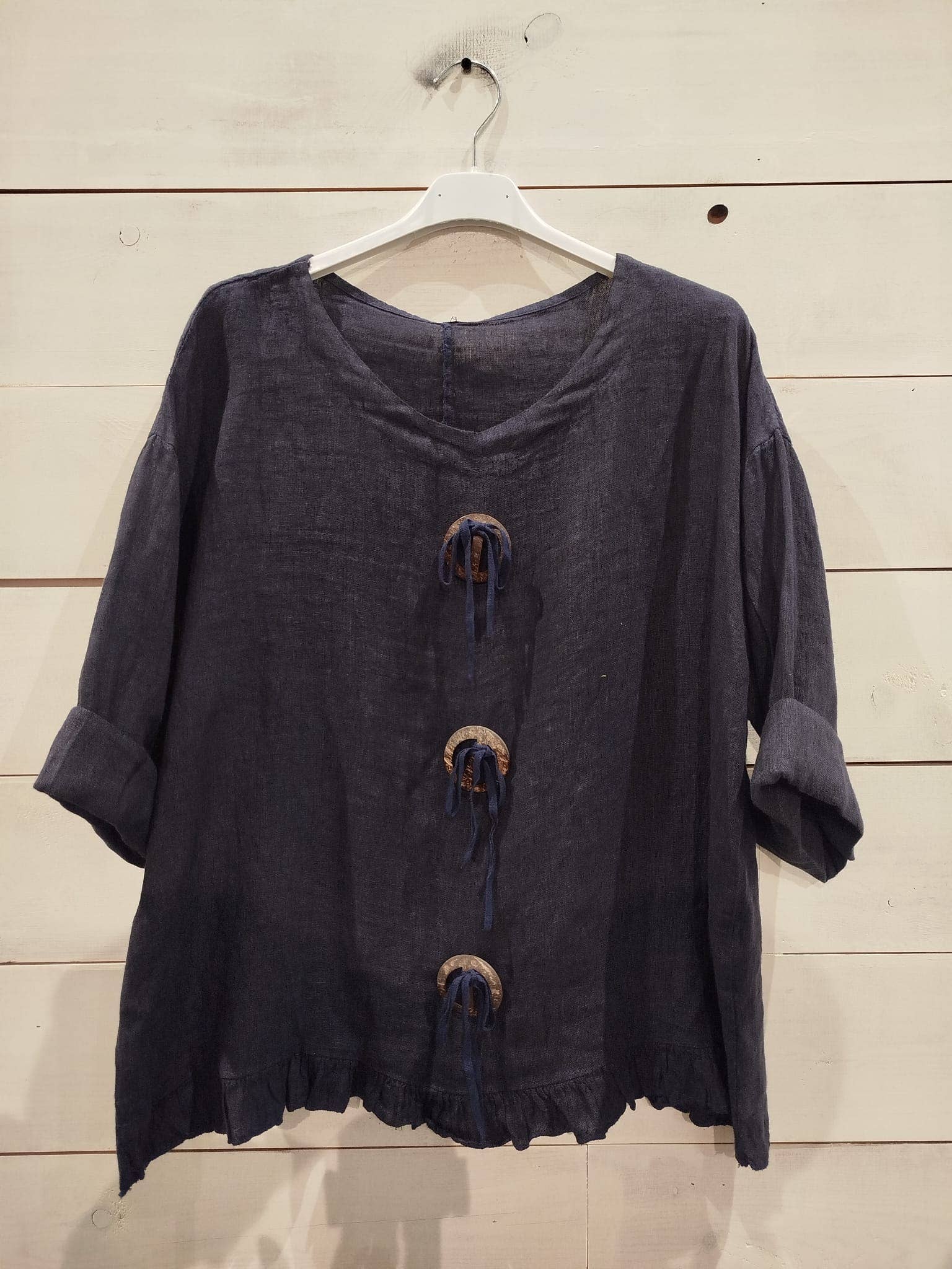 Linos y Textiles – wholesale Blus - Dam – Ringblus i 100 % linne8