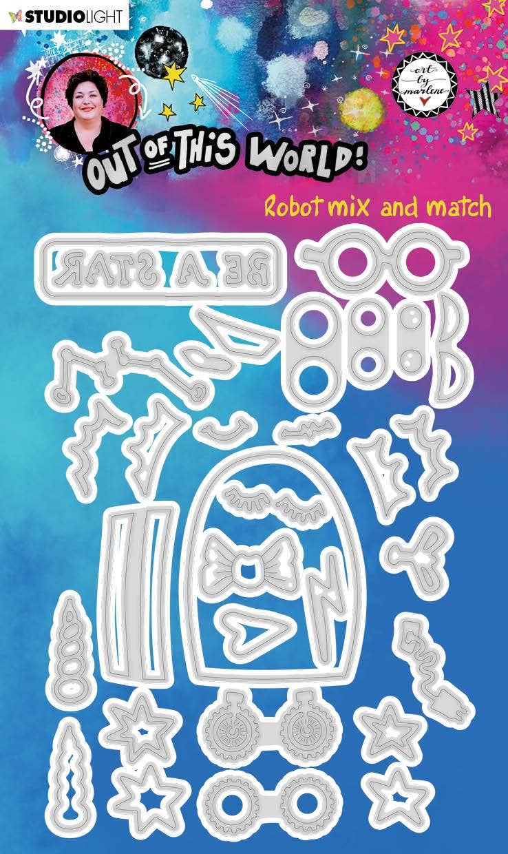 Ecstasy Crafts Distributing – wholesale Craft supplies – ABM Cutting & Embossing Die Robot Mix And Match Out Of This World 100x160mm nr.850