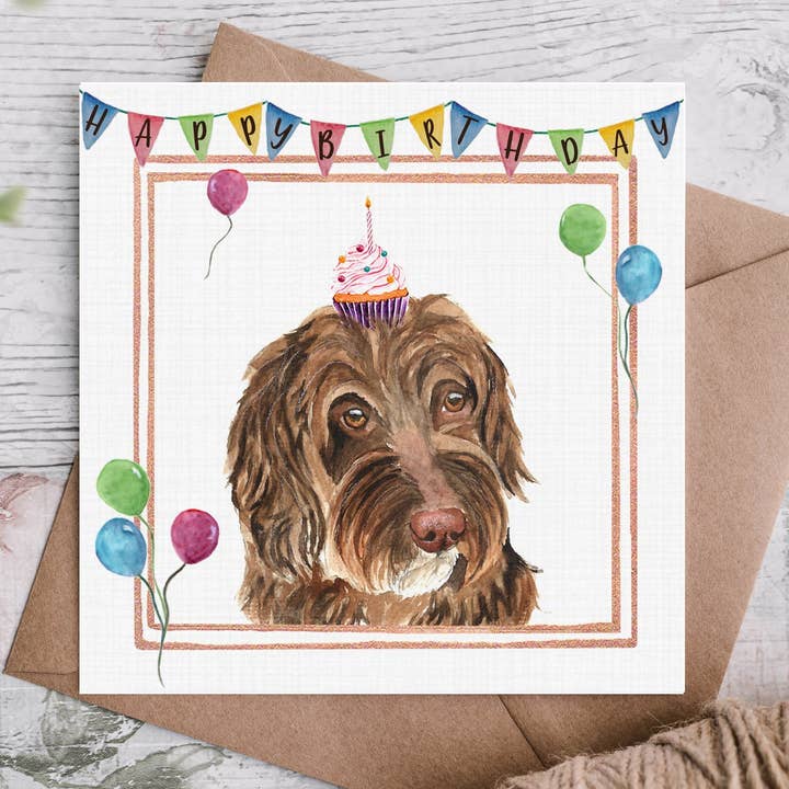 Tarjeta de cumpleaños marrón Cockapoo para venta al por mayor de Cloud Jellybean Art