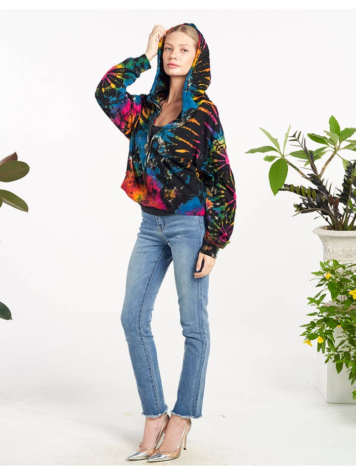 Kathmandu Imports - Wholesale Hoodie - Women's - Womens Clothing - Tiedye Hoodie Jacket (TH-1899)