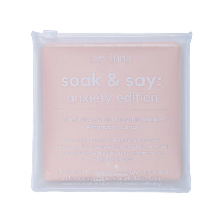 Hey Luna - Wholesale Bath & body set - Soak and Say – Anxiety Edition | Waterproof Shower Affirmation Cards for Stress & Calm1