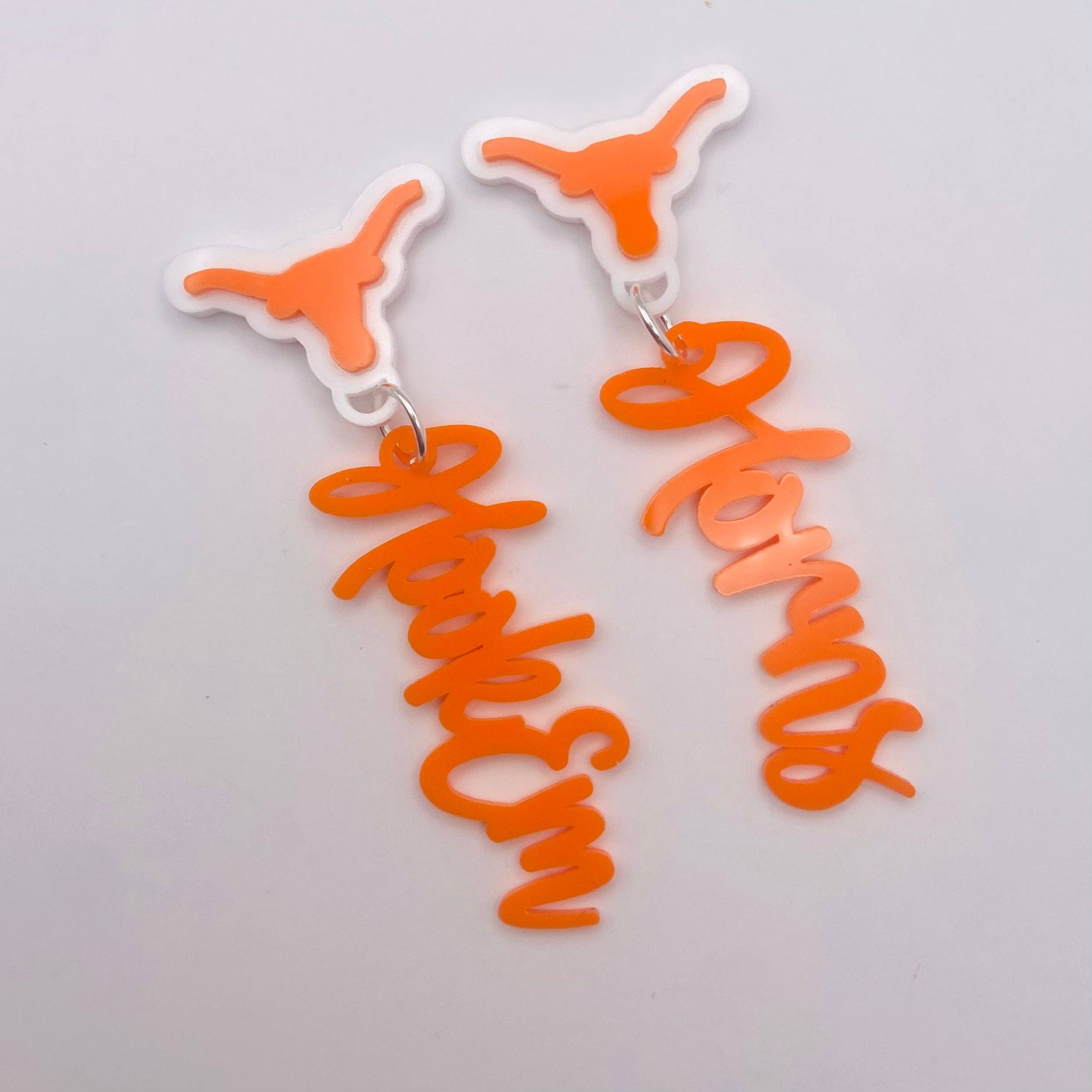 D and M’s Enterprise, LLC - Wholesale Dangle Earrings - Texas Longhorns - HookEm Horns2