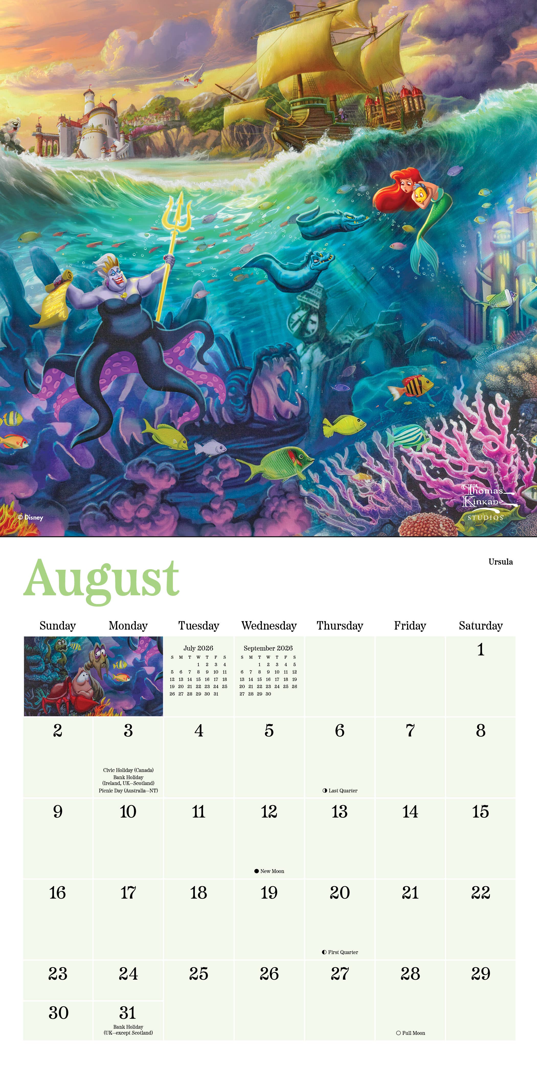 BrownTrout Publishers - Wholesale Calendar - Disney Dreams Collection by Thomas Kinkade Studios 2026 Mini Wall Calendar1