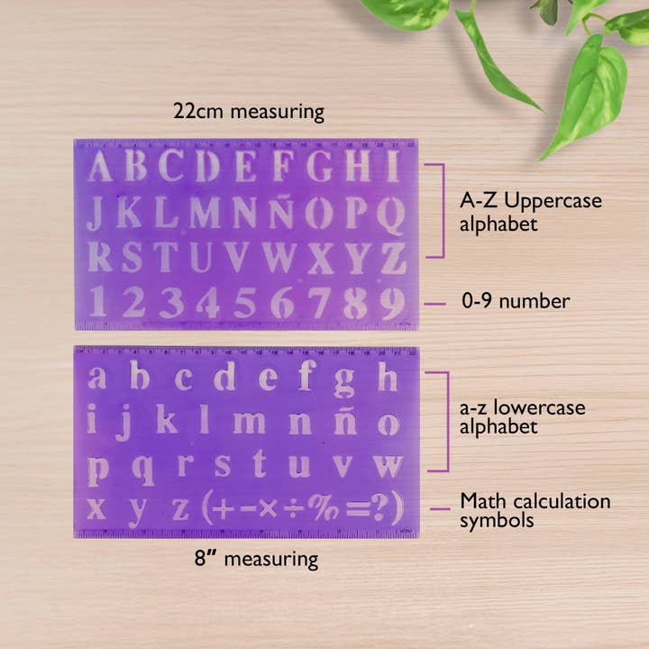 BAZIC Products - Wholesale Stencil/Craft Die - 20mm Size Lettering Stencil Ruler Sets (2/Pack)2