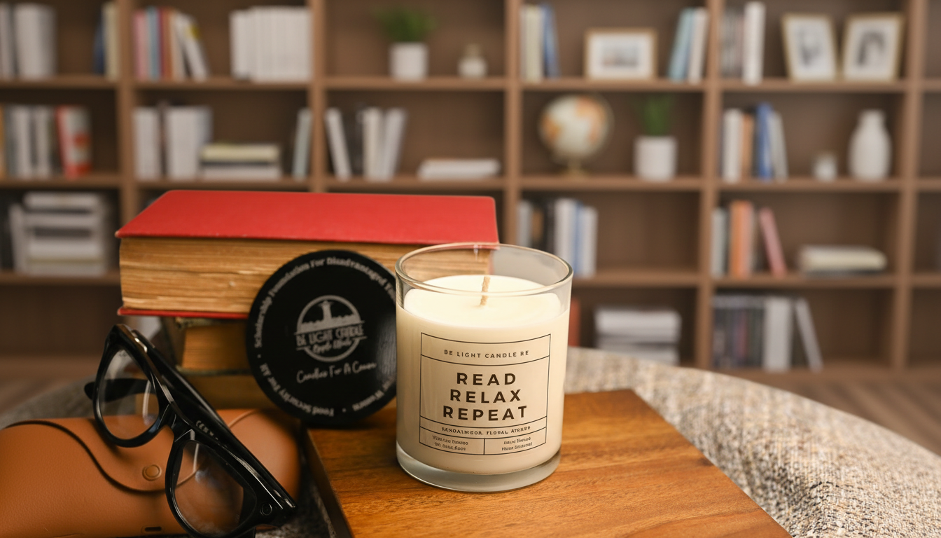 Be Light Candle RE – Vela em jarro/copo por atacado – Ler Relaxar Repetir, Vela Perfumada de Soja 12oz | Presente Vela3