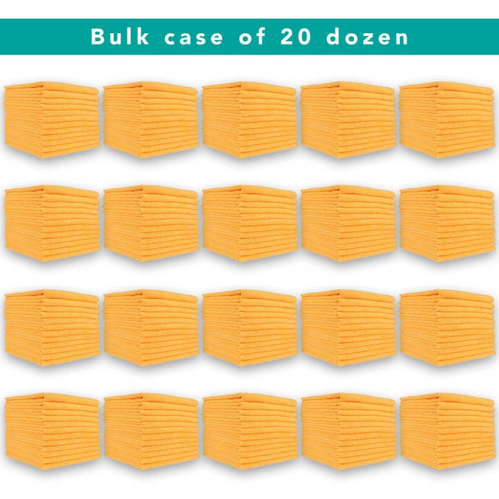 Arkwright Home - Wholesale Cleaning Cloth - Bulk Case of 240 Cleaning Cloths, 12x12 Microfiber, Colors17