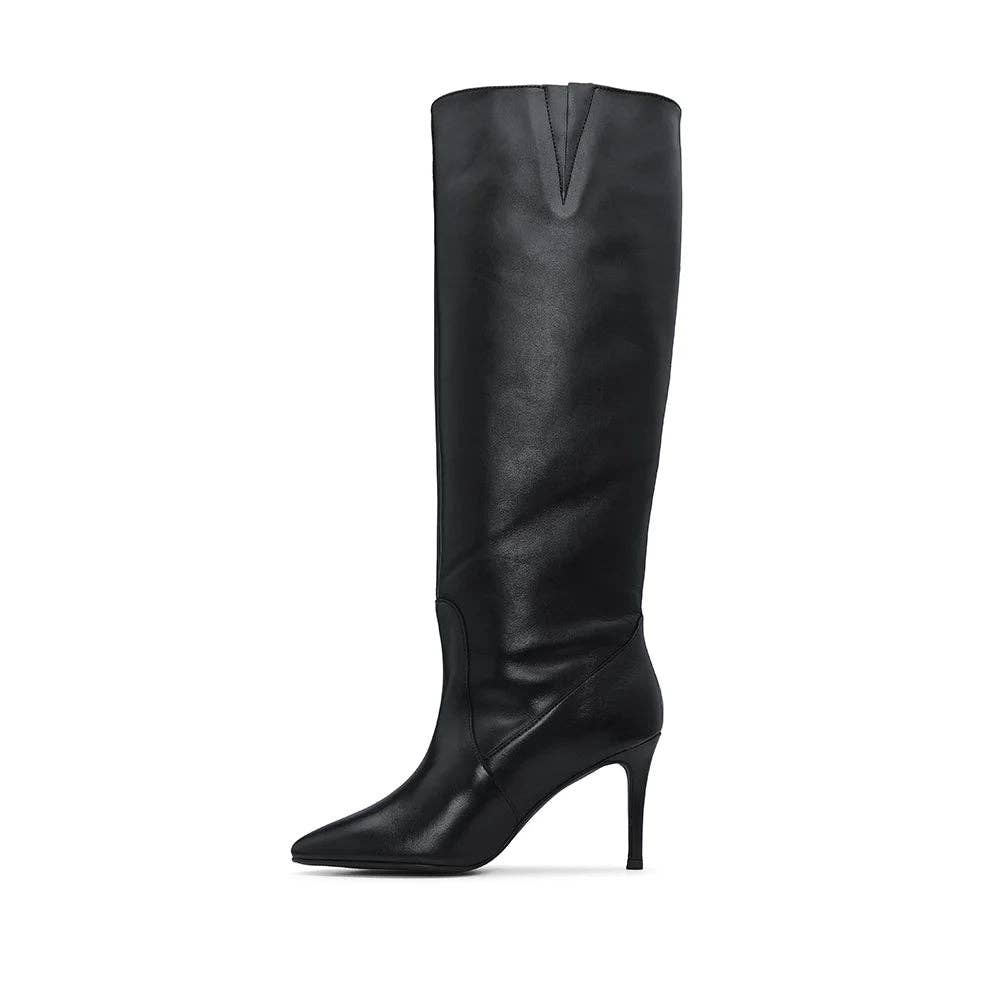 Black MIRANDA KNEE-HIGH BOOTS LEATHER para venda a revendedores na Faire3