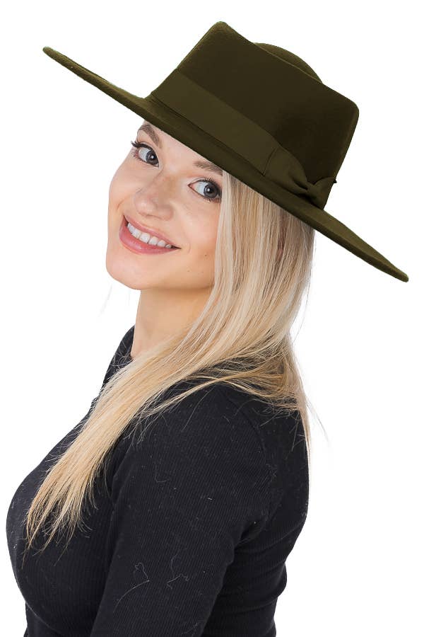 Cap Zone – wholesale Fedora - Dam – Wide Brim Bolero Faux Filt Pork Pie Crown Hat10