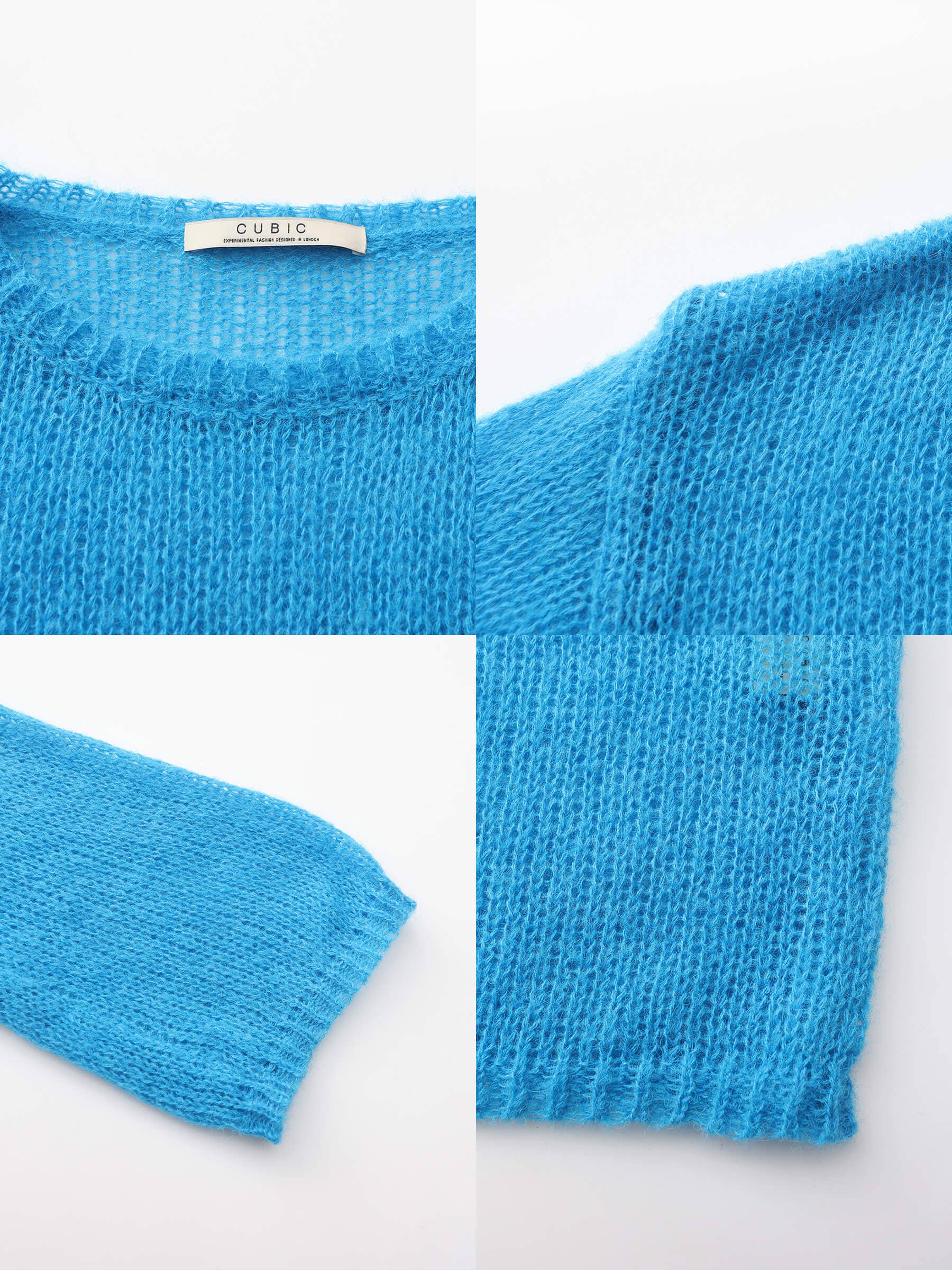 Blue Oversized Open-Knit Sweater for wholesale on Faire8