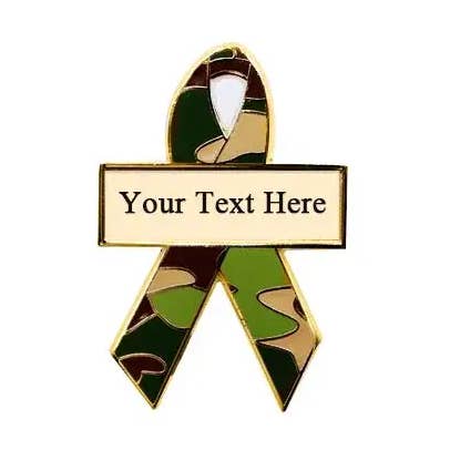 Camo Military Personalized Awareness Ribbons | Engraved Pins for wholesale by Personalized Cause