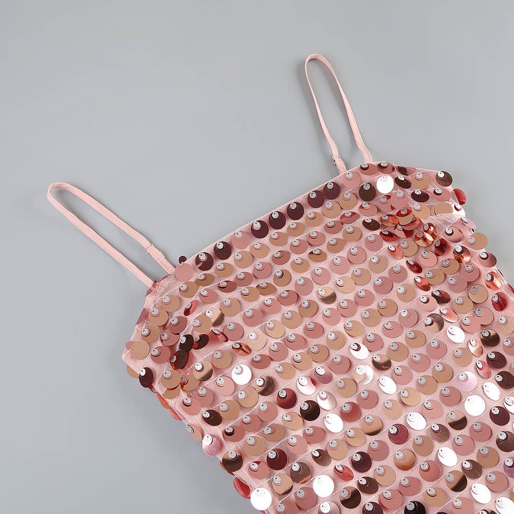 Pink DR0176 Sequin Splendor: Chic Party Slit Dress for wholesale on Faire2