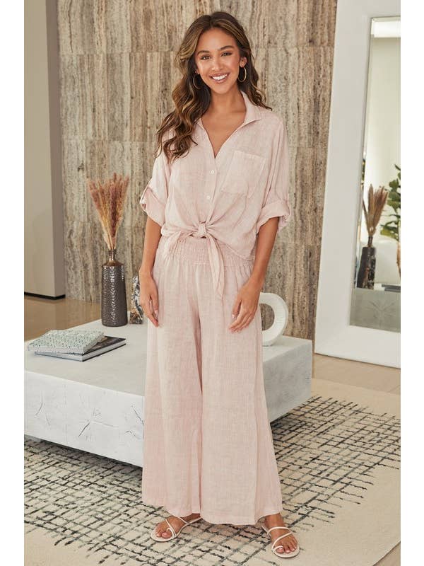 MILIO MILANO - Wholesale Button Down Shirt - Women's - LINEN FRONT TIE BUTTON SHIRT (23.2277/80807/224020)7