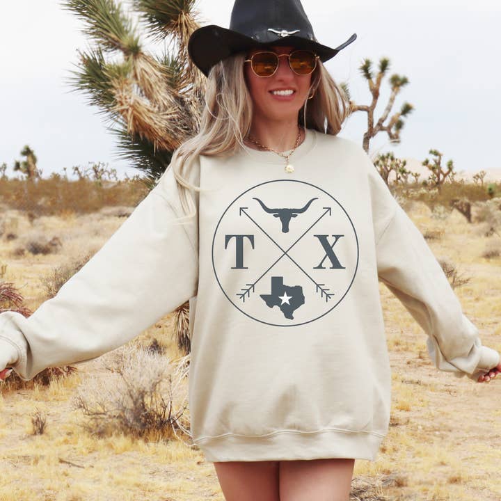 Trendznmore - Modern Graphic Apparel - Wholesale Graphic Sweatshirt - Women's - State of Texas Western Crewneck Sweatshirt5