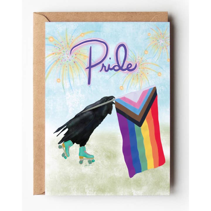 The Chrysalis Imagery - Venta al por mayor Tarjetas de felicitación - Tarjeta Rollin' Raven Pride - Tarjeta LGBTQ