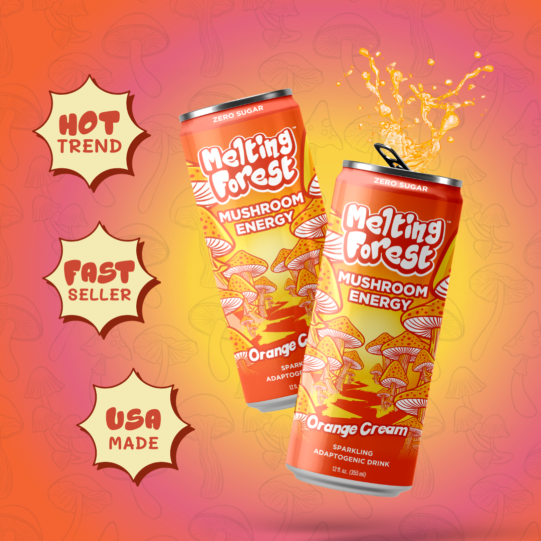 Melting Forest - Venta al por mayor Bebida energética - Bebida Energética de Champiñones | Crema de Naranja | Adaptógeno5