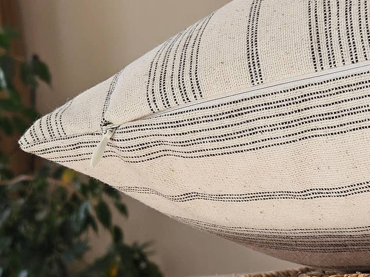Miliva Home Store – wholesale Throw pillow cover – Striped Linen Throw Pillow, Boho Neutral Cushion, Fall Decor6