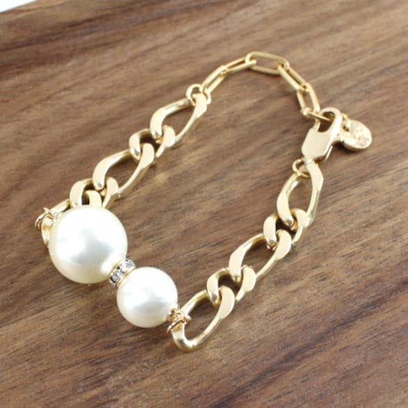 B23008 Link Bracelet w/Faux Pearl for wholesale by Pretty Persuasions