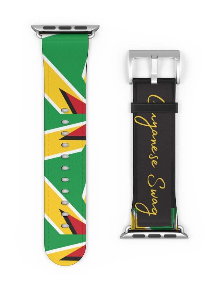 Correa de reloj con bandera de Guyana abstracta guyanesa para venta al por mayor de Guyanese Swag
