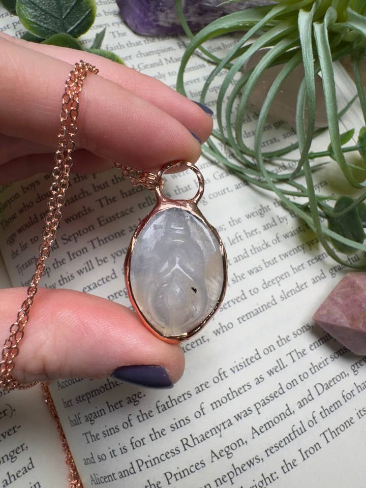 Flower Agate Yoni Necklace for wholesale by Copper Ashes