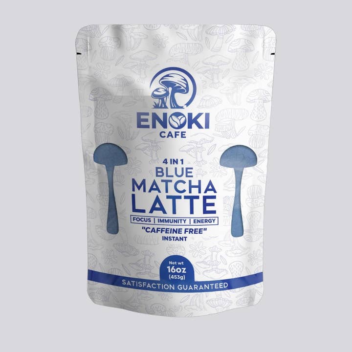 Enoki Cafe - Wholesale Health/Detox Tea - Blue Matcha Latte - 16oz2