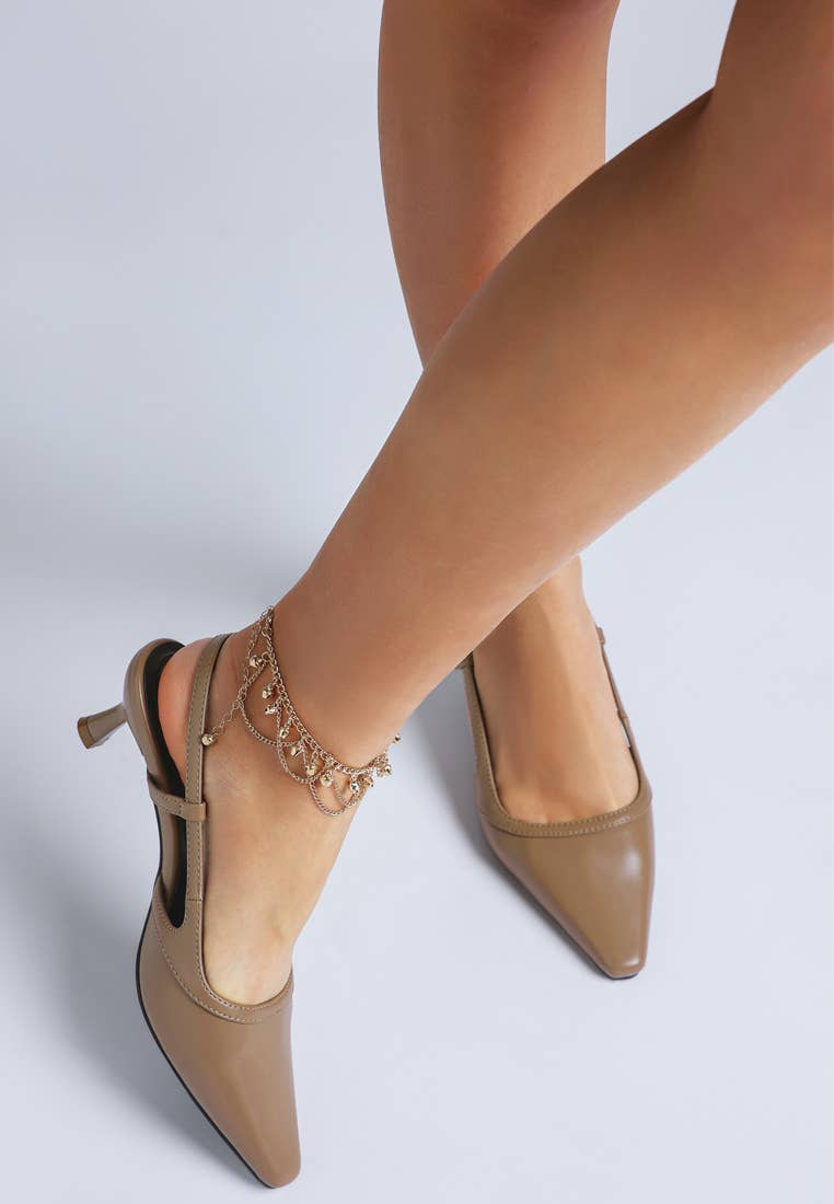 Taupe Axton Kitten Heel Slingback Sandals for wholesale on Faire3