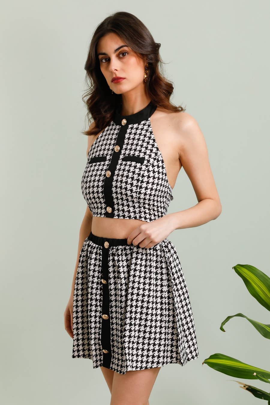 MOOYA – Engroshandel Top- og nederdelsæt - Dame – Haltertop-sæt med kort nederdel M17510