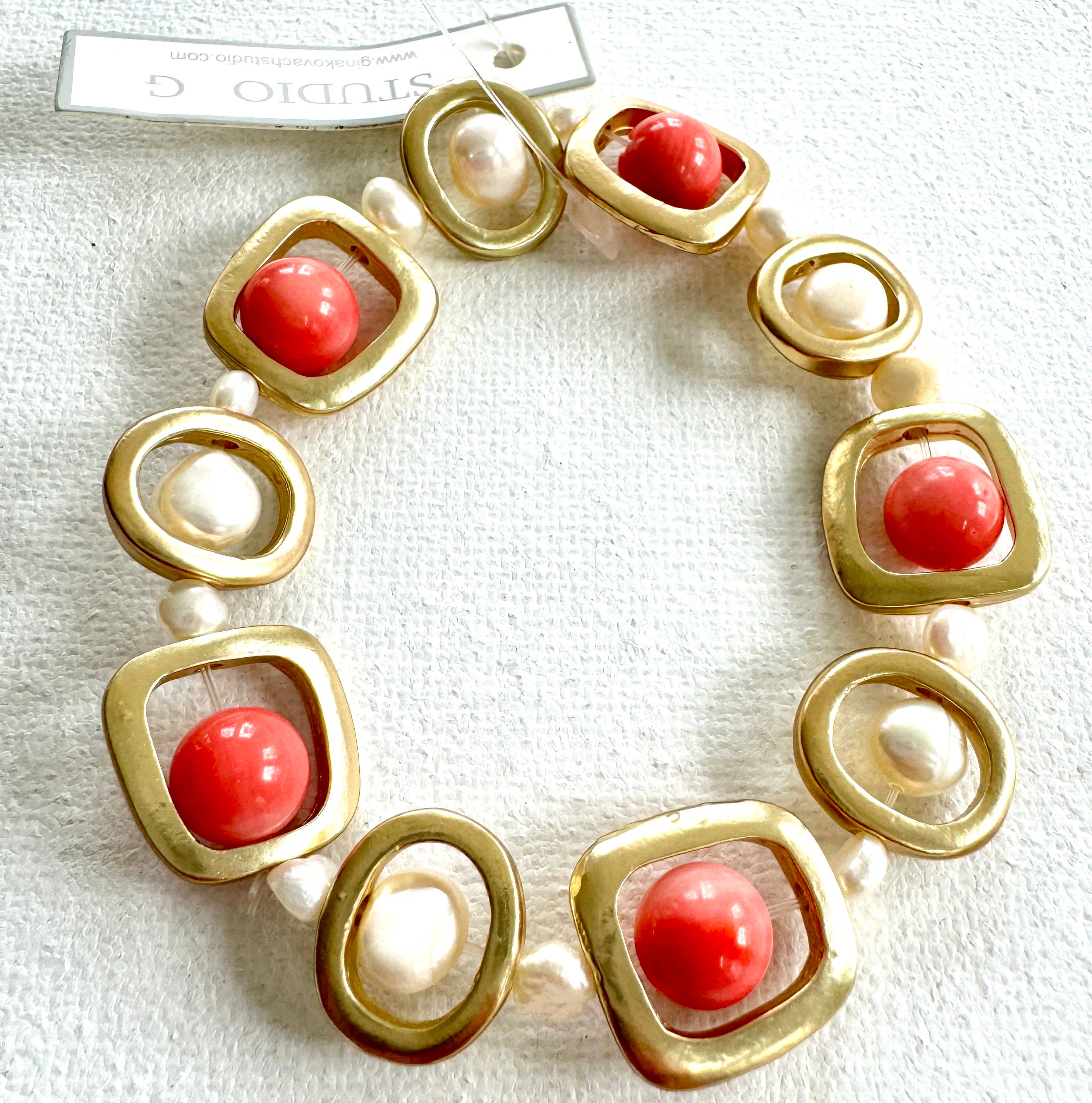 Studio G – wholesale Beaded bracelet – #57B-Brushed Bead and Pearl Bracelet10